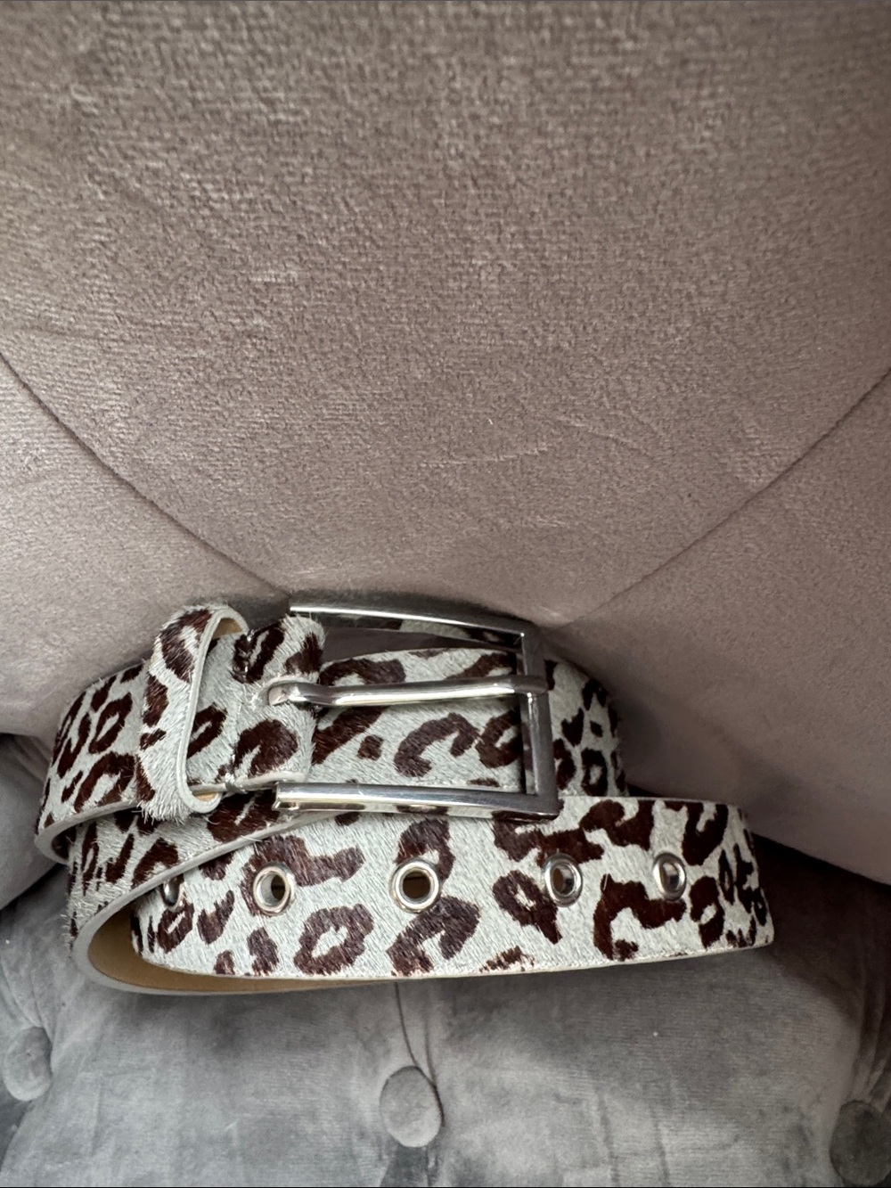 Leopard Print Womens Belt - Black on Grey
